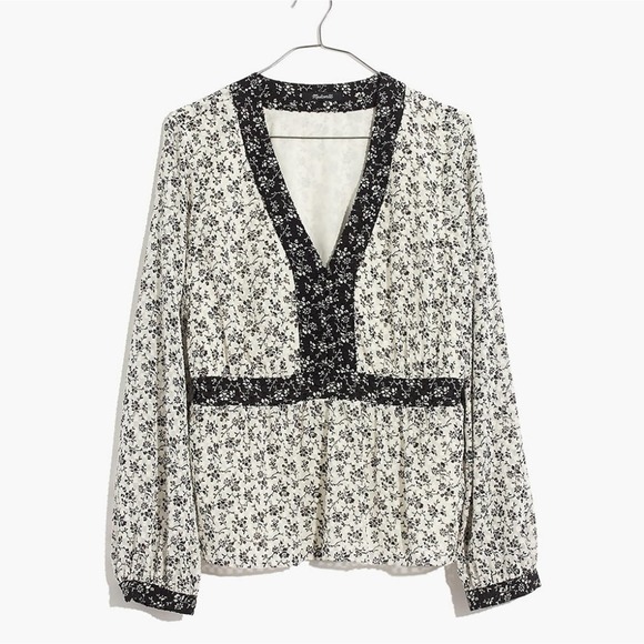 Madewell V Neck Peplum Top - Picture 2 of 8